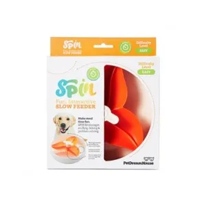 Pet Dream House SPIN Interactive Slow Feeder Pet Bowl - Bougainvillea Orange