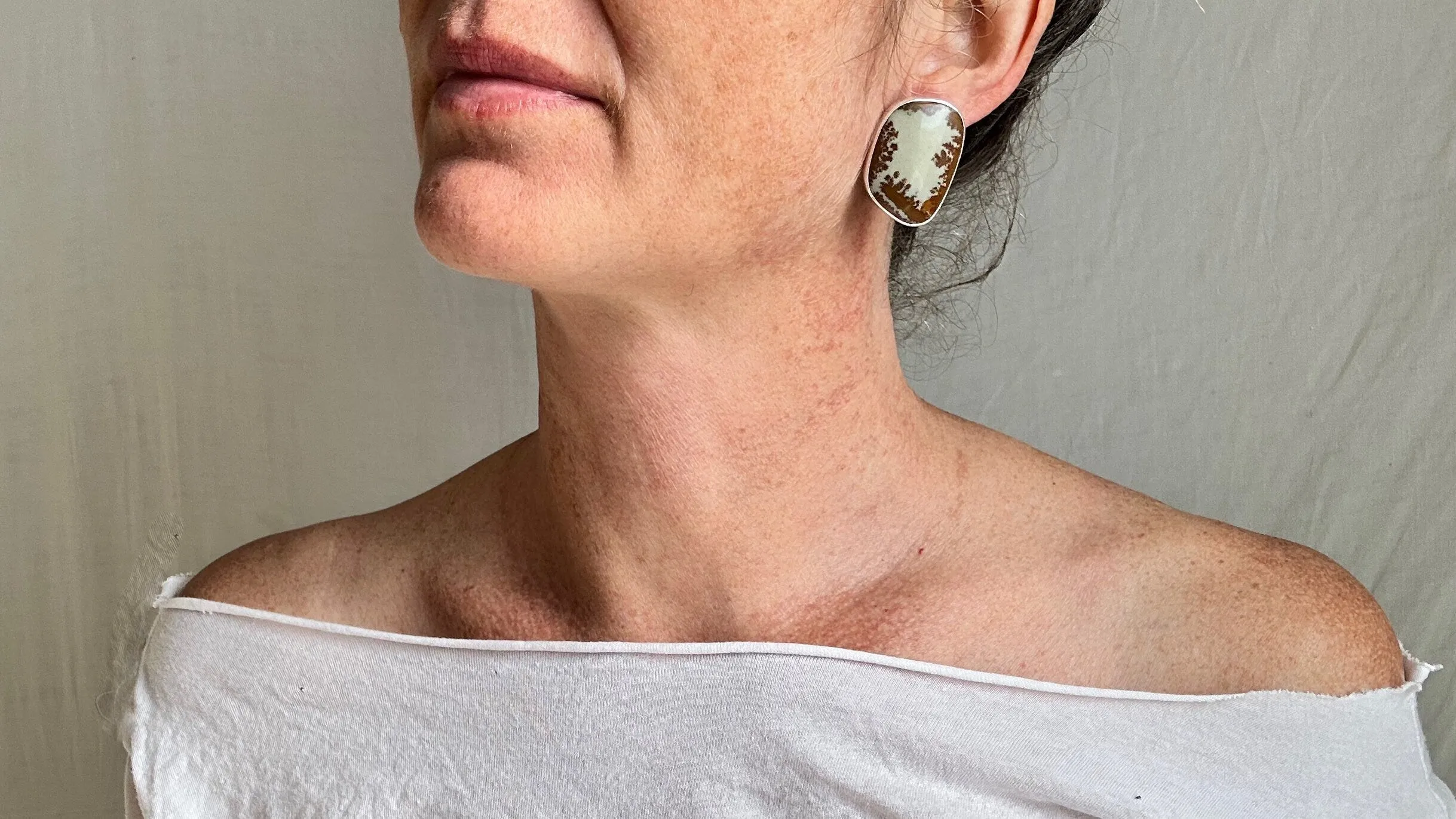 Picasso Jasper Earrings. Sterling Silver. Posts. 2187