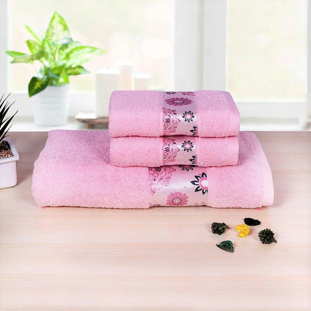 Rangoli Century 450 GSM Cotton Towel Set of 3 | Super Absorbent, Extra Soft and Stylish Towels