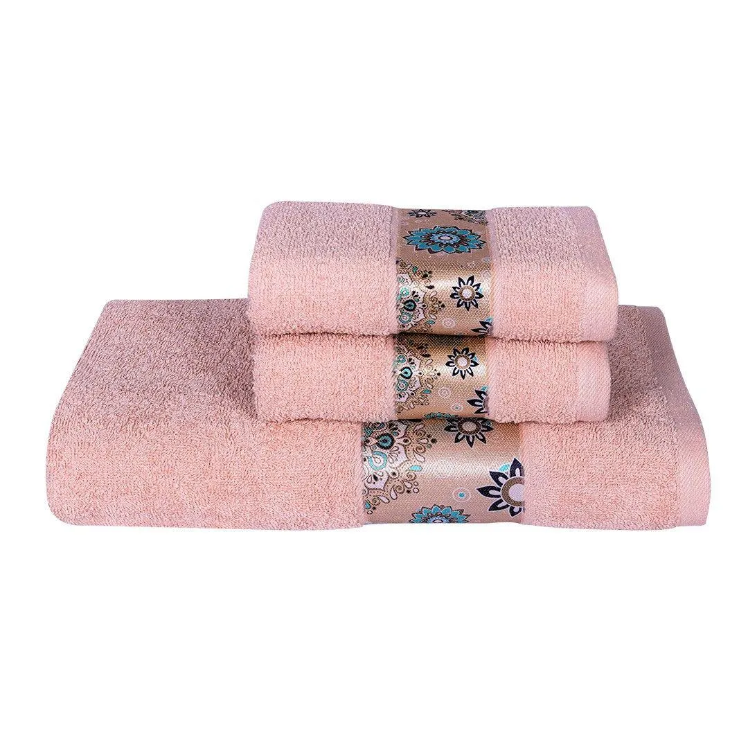 Rangoli Century 450 GSM Cotton Towel Set of 3 | Super Absorbent, Extra Soft and Stylish Towels