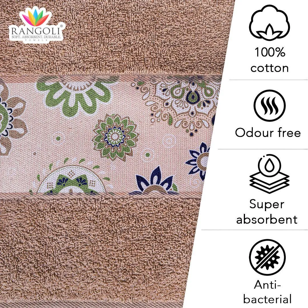 Rangoli Century 450 GSM Cotton Towel Set of 3 | Super Absorbent, Extra Soft and Stylish Towels