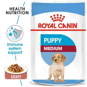 Royal Canin Medium Puppy in Gravy (140 gm\pouch) - wet food for medium dogs - adult weight from 11 to 25 KG. from 2 to 12 months