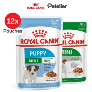Royal Canin Mini Adult/Puppy Wet Dog Food SHN 85g 12 Pouches, Chunks/Loafs in Gravy