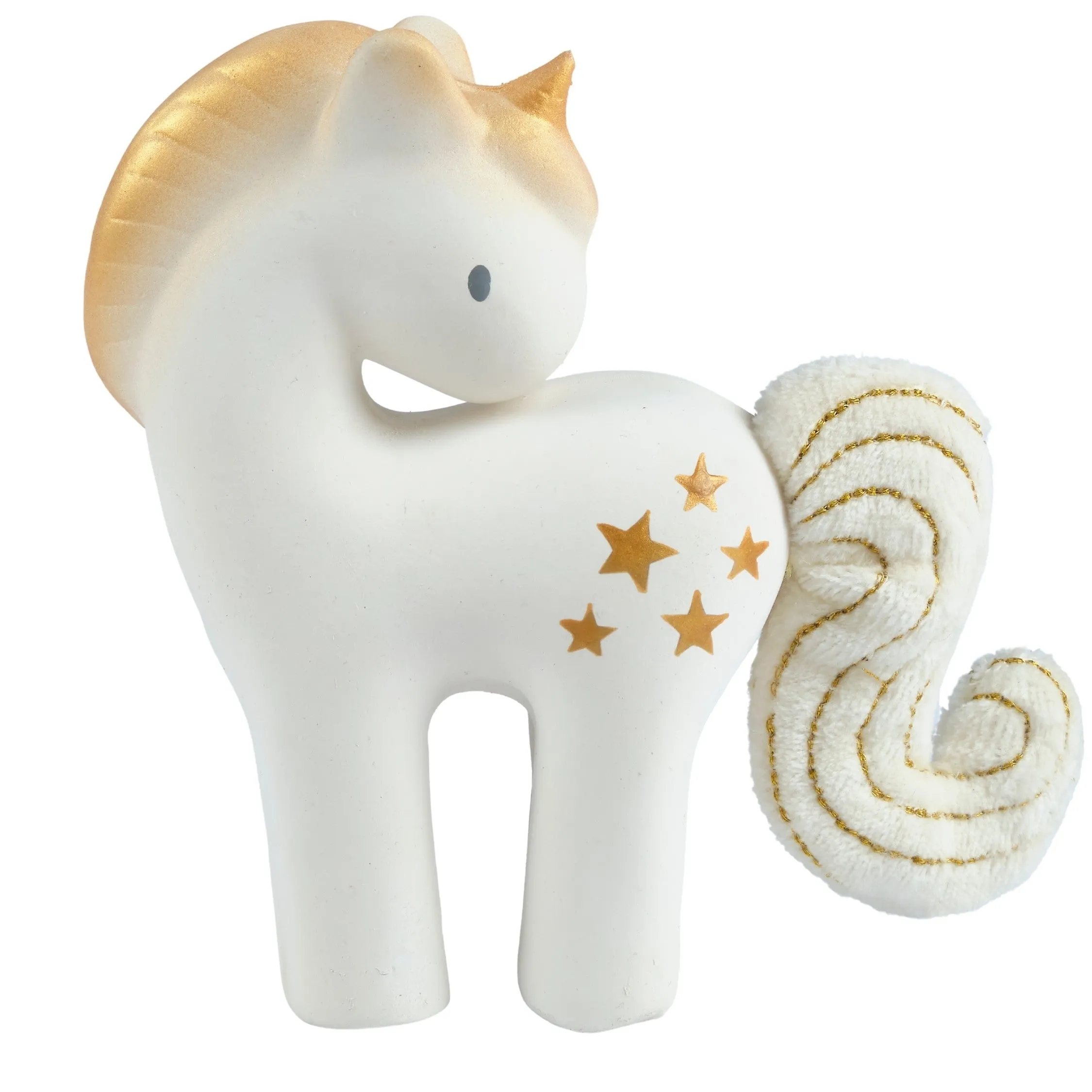 Shining Stars Unicorn Natural Rubber Baby Rattle in Giftbox