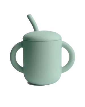 Silicone Training Cup   Straw - Cambridge Blue