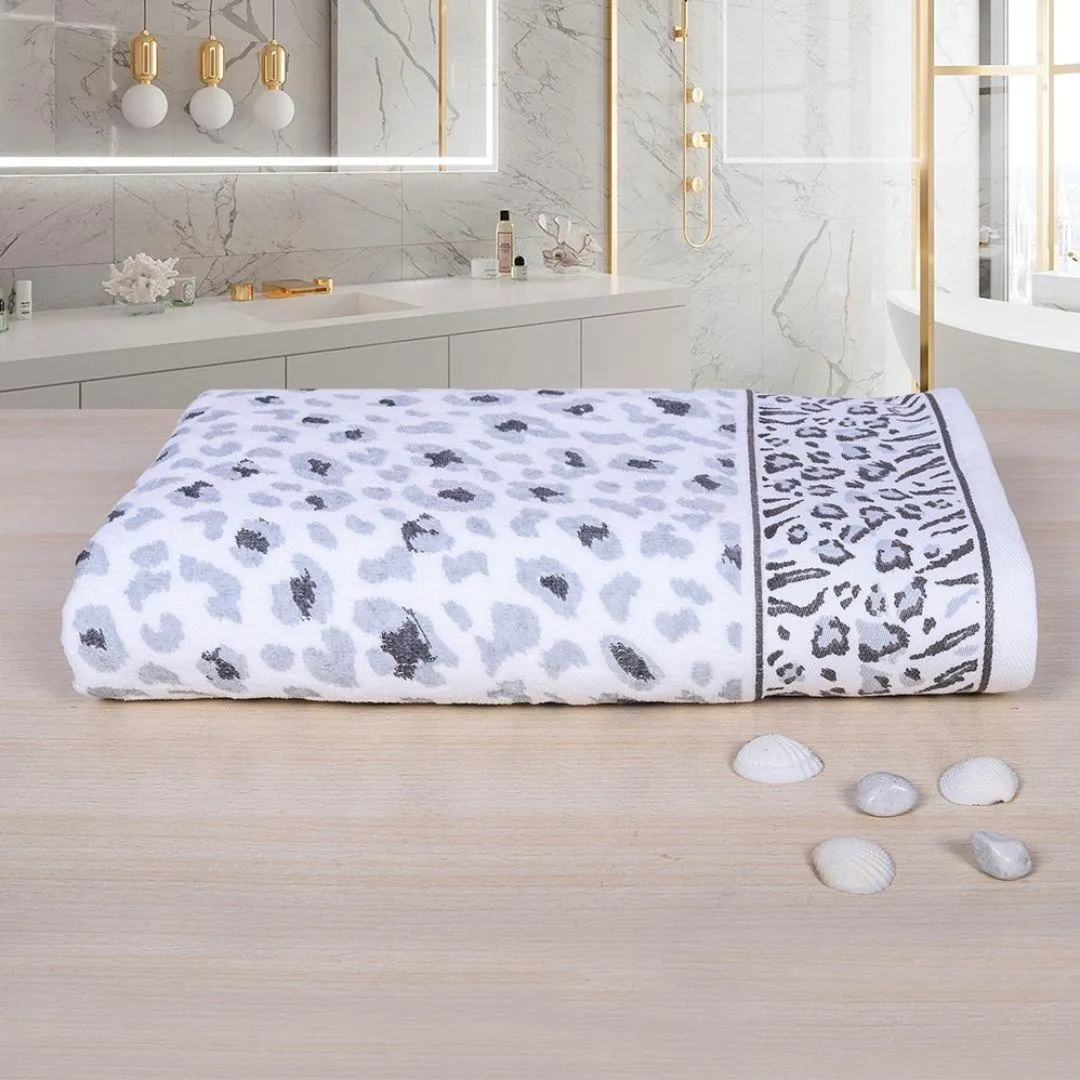 Snow Leopard 500 GSM Cotton Bath Towel | 100% Cotton
