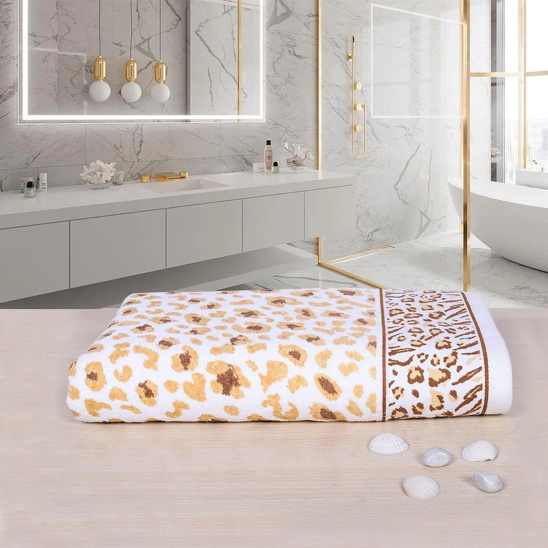 Snow Leopard 500 GSM Cotton Bath Towel | 100% Cotton