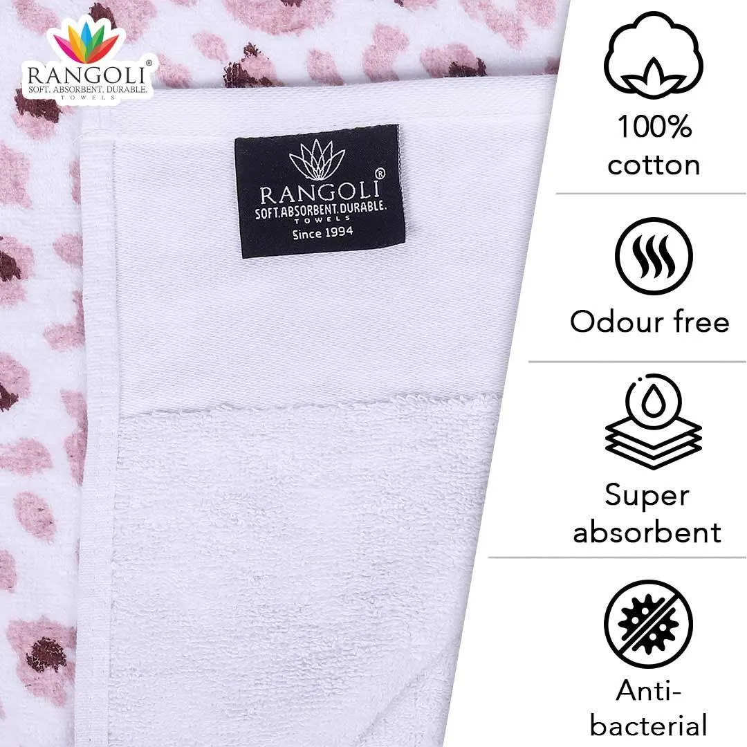 Snow Leopard 500 GSM Cotton Towel Set of 4 (Family Pack)