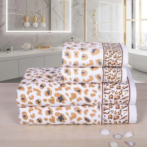 Snow Leopard 500 GSM Cotton Towel Set of 4 (Family Pack)