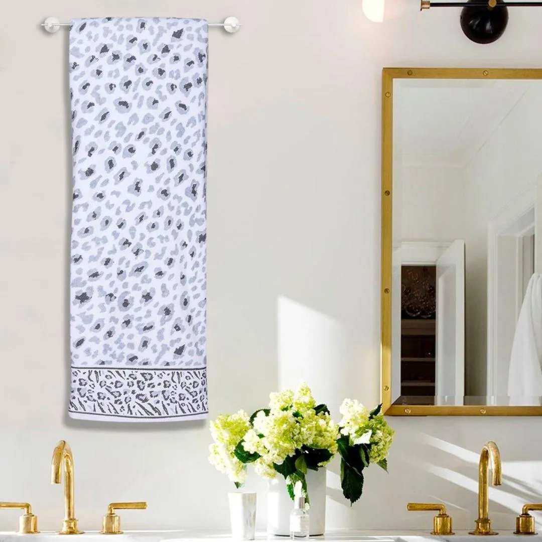 Snow Leopard 500 GSM Cotton Towel Set of 4 (Family Pack)