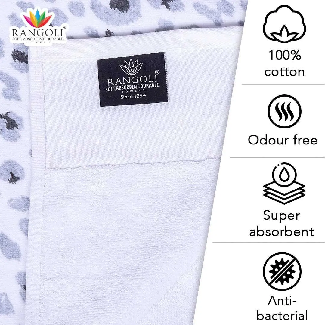 Snow Leopard 500 GSM Cotton Towel Set of 4 (Family Pack)