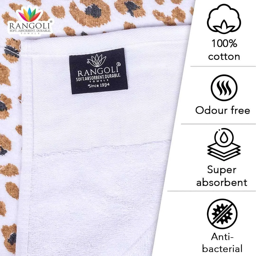 Snow Leopard 500 GSM Cotton Towel Set of 4 (Family Pack)