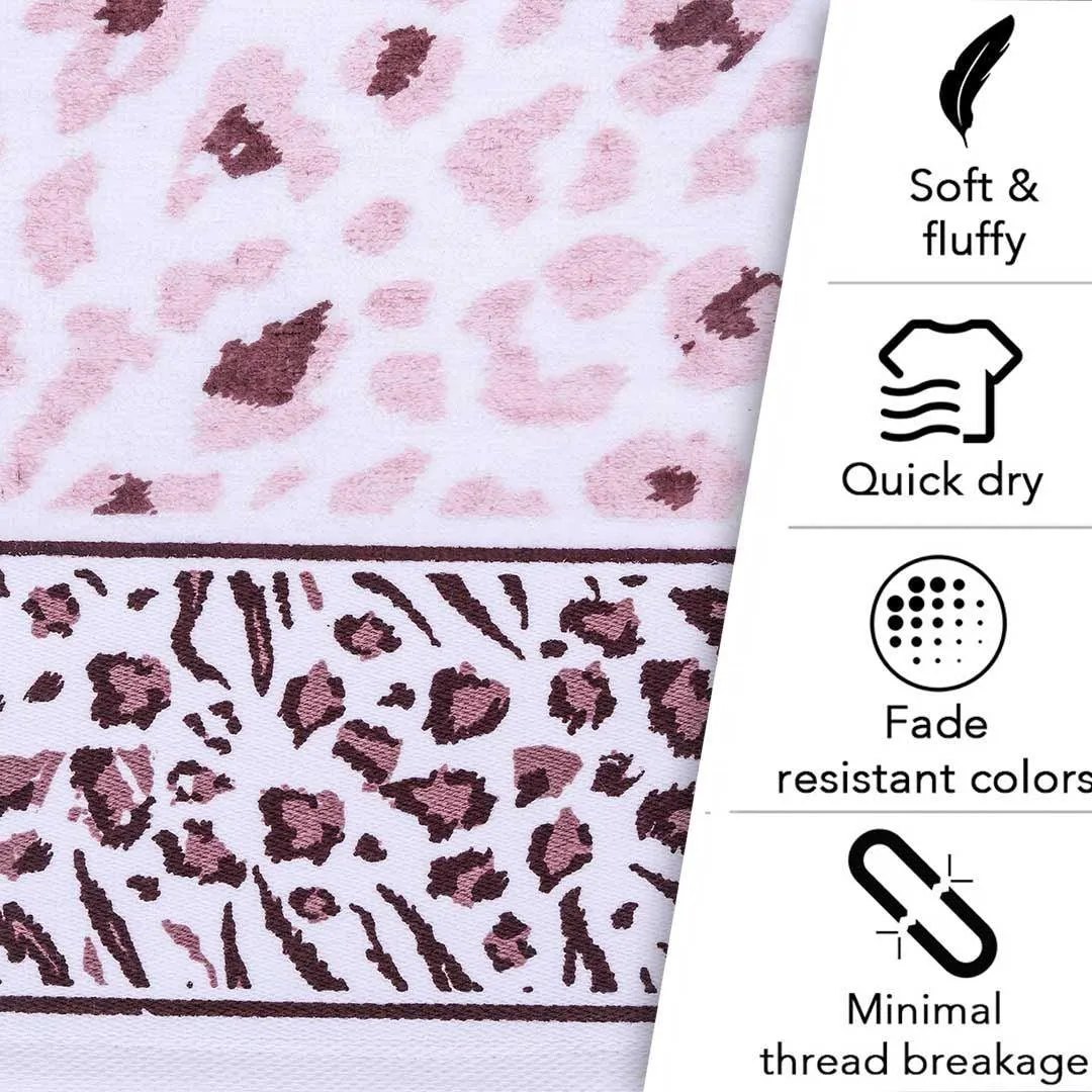 Snow Leopard 500 GSM Cotton Towel Set of 4 (Family Pack)