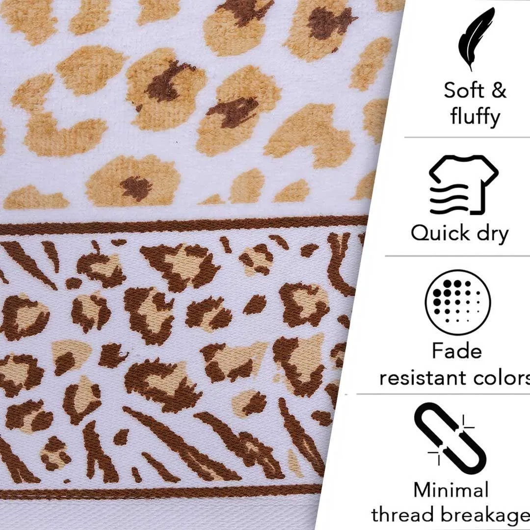 Snow Leopard 500 GSM Cotton Towel Set of 4 (Family Pack)