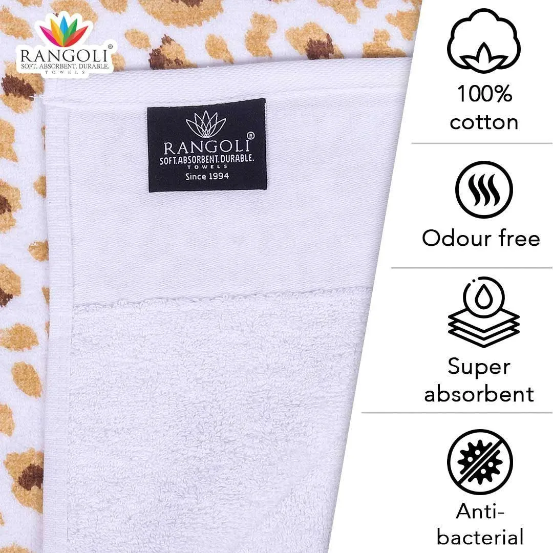 Snow Leopard 500 GSM Cotton Towel Set of 4 (Family Pack)