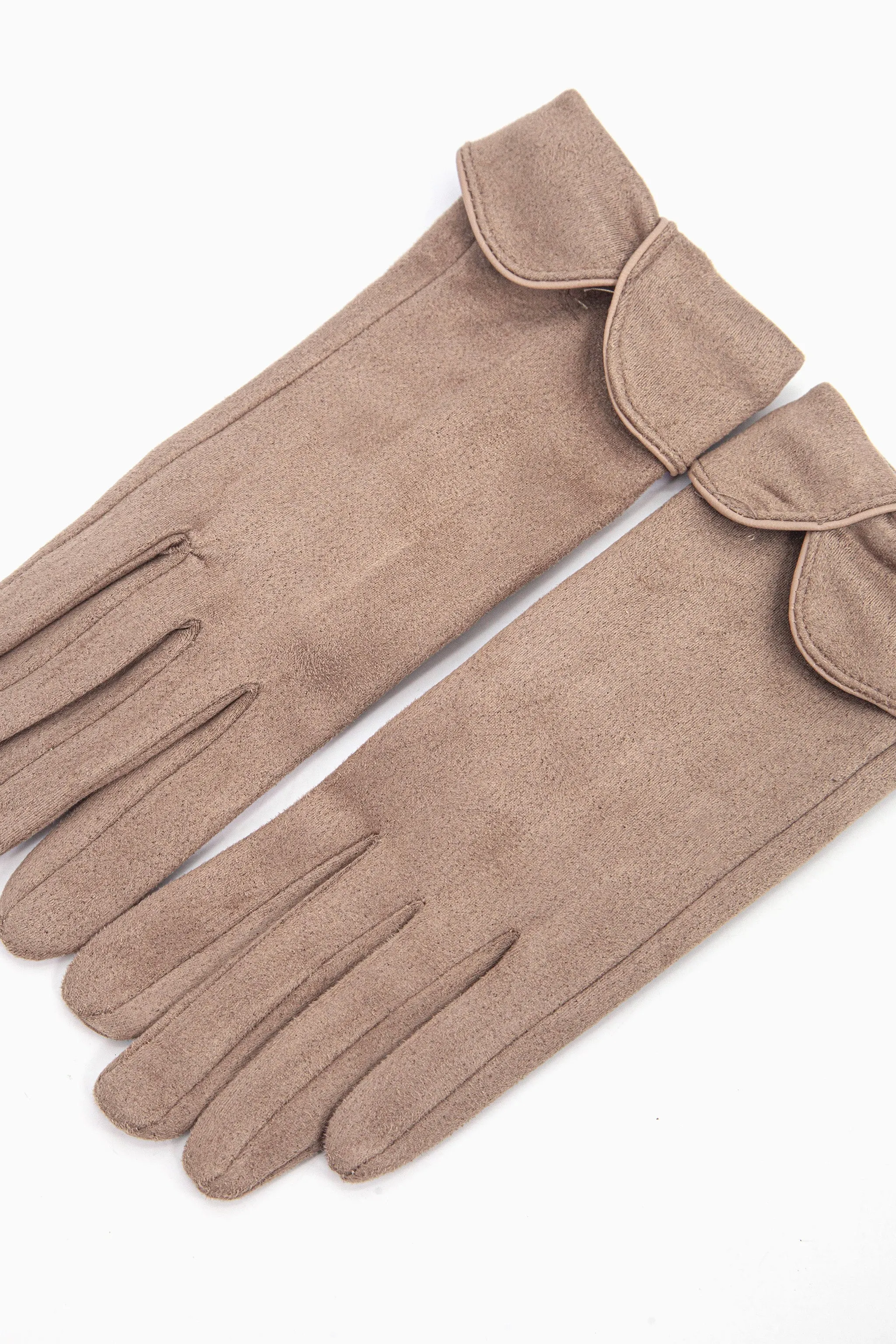 Tori Scalloped Cuff Gloves - Camel