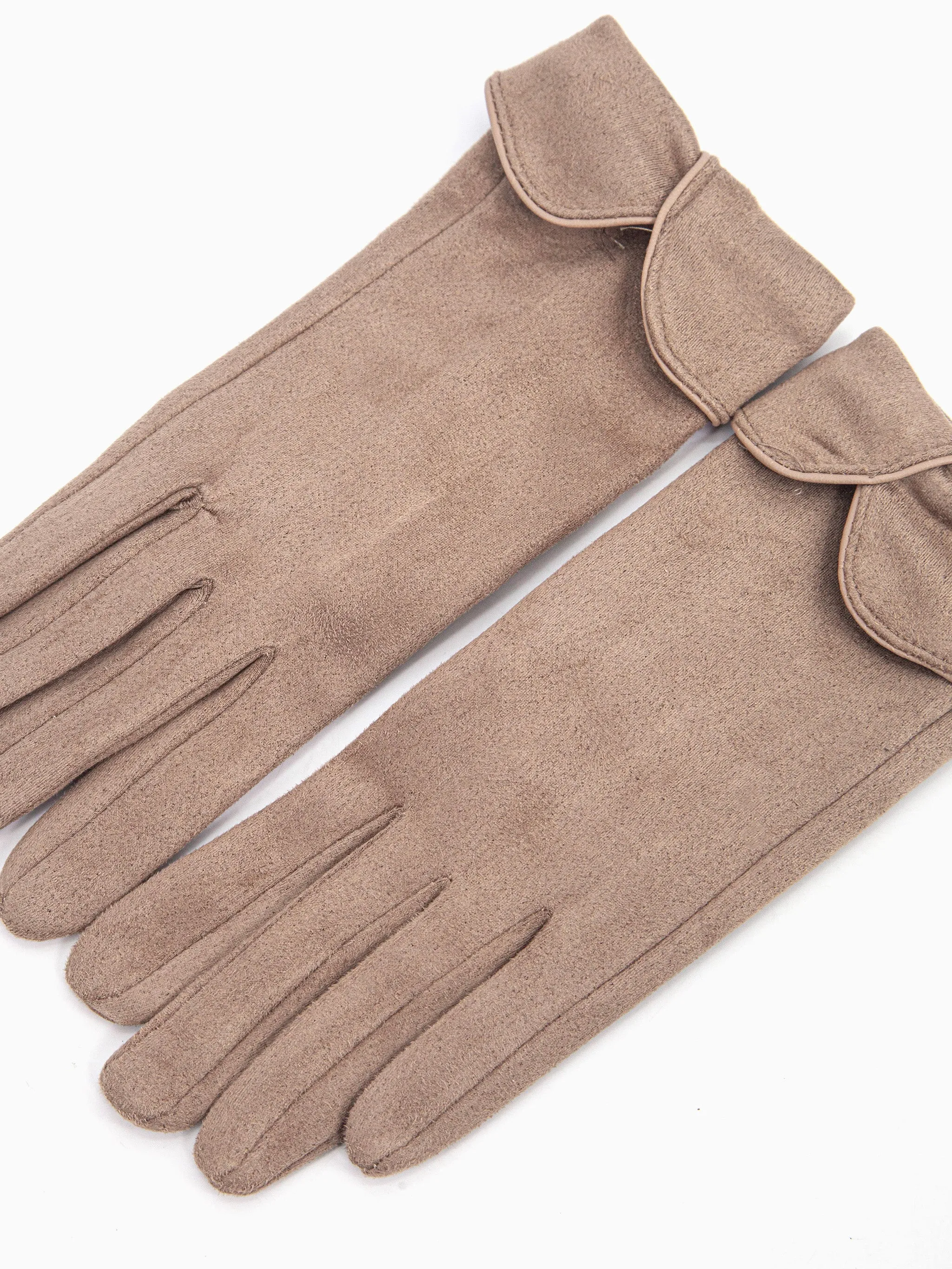 Tori Scalloped Cuff Gloves - Camel